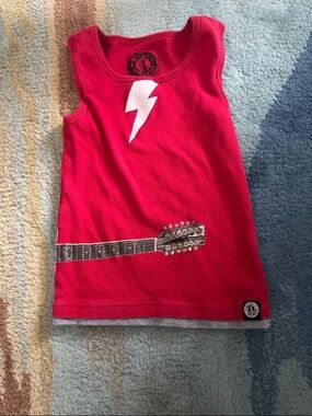 Mini Shatsu Kids Red Guitar & Lightning Tank Top